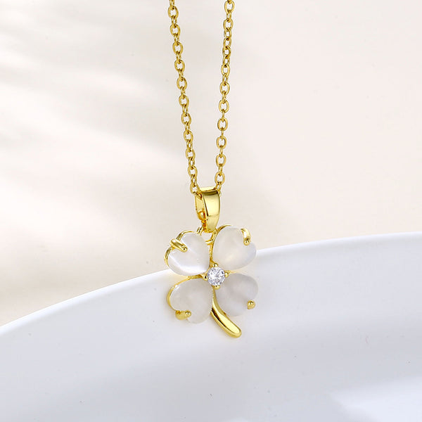 Women Natural Flower Stainless Steel Electroplating Necklaces