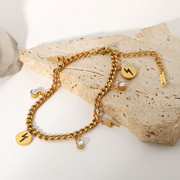 Women IG Style Chain Geometric Diamond 18K Gold Plated Bracelets