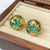 Mid-century Modern Round Geometric Copper Diamond Inlay Earrings