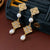 Medieval Flower Rhombus Geometric Flower Artificial Pearl Zircon Inlay Earrings