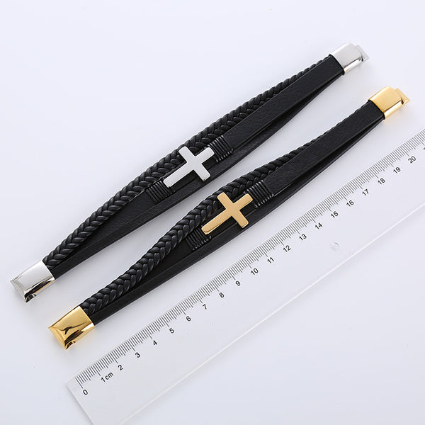 Unisex Metal Leather Inlay String Bracelets