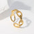 Women Minimalist Stripe Ellipse Leaf Stainless Steel Rings