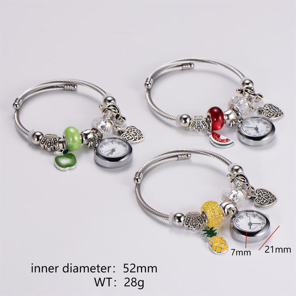 Cartoon Women Fruit Stainless Steel Bangles