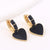 Vintage Retro Women Metal Heart Heart Copper Oil Dripping Earrings