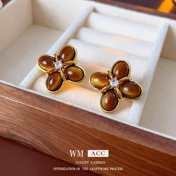 Expressive Flower Flower Copper Electroplating Earrings