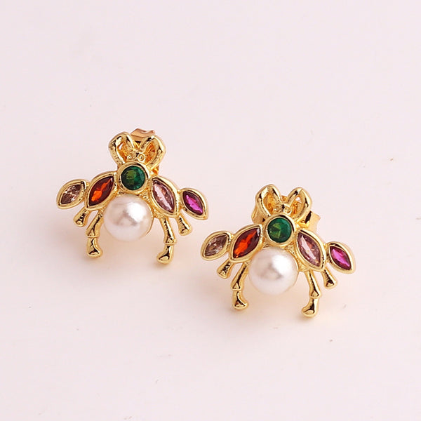 Moderate Luxury Women Chinese Zodiac Animal Copper Diamond Inlay Earrings