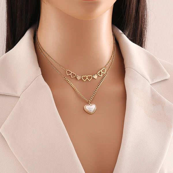 Fashion Heart Stainless Steel Electroplating Necklaces