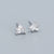 925 Sterling Silver Minimalist Women Quadrilateral Silver Diamond Inlay Earrings