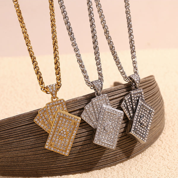 Fashion Poker Geometric Stainless Steel Electroplating Necklaces