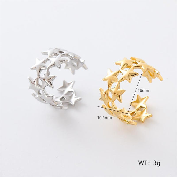 Retro Vintage Women Retro Vintage Star Stainless Steel Electroplating Rings