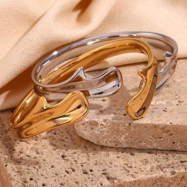 Fashion Circle Stainless Steel 18K Gold Plated Bangles