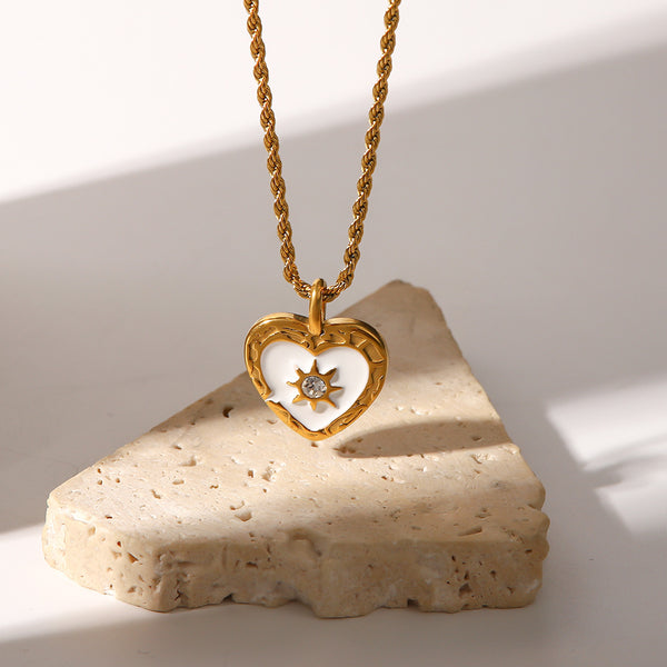 IG Style Heart Geometric Stainless Steel 18K Gold Plated Necklaces