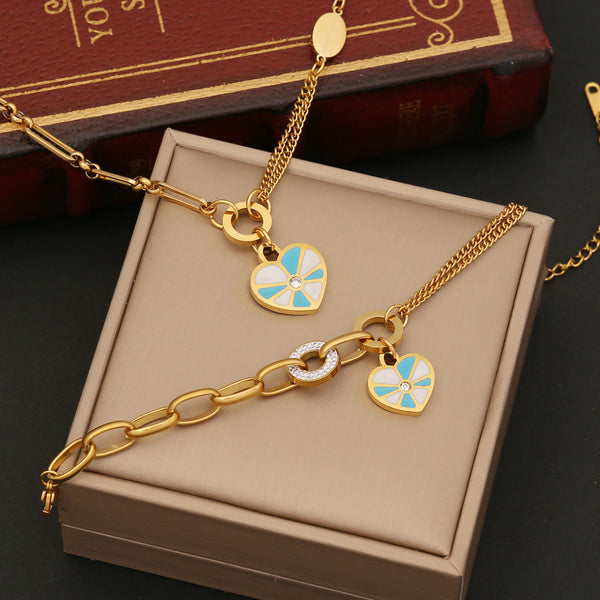 Fashion Heart Stainless Steel Electroplating Necklaces