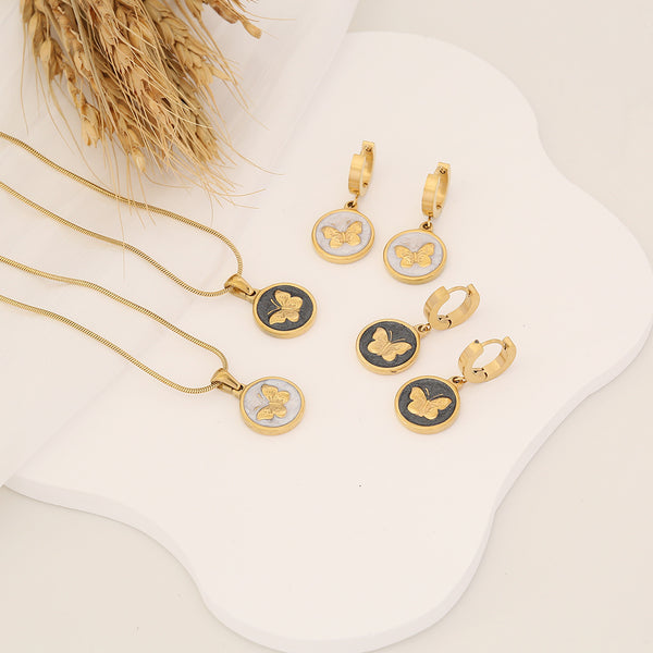 Fashion Butterfly Insect Stainless Steel Oil Dripping Necklaces