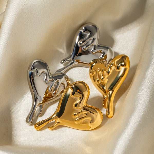 IG Style Heart Stainless Steel 18K Gold Plated Earrings