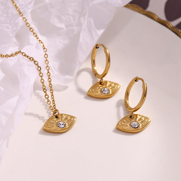 Fashion Eye Geometric Stainless Steel 18K Gold Plated Necklaces