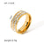 Women IG Style Circle Heart Asymmetrical Chain Geometric Stainless Steel Zircon Inlay Rings