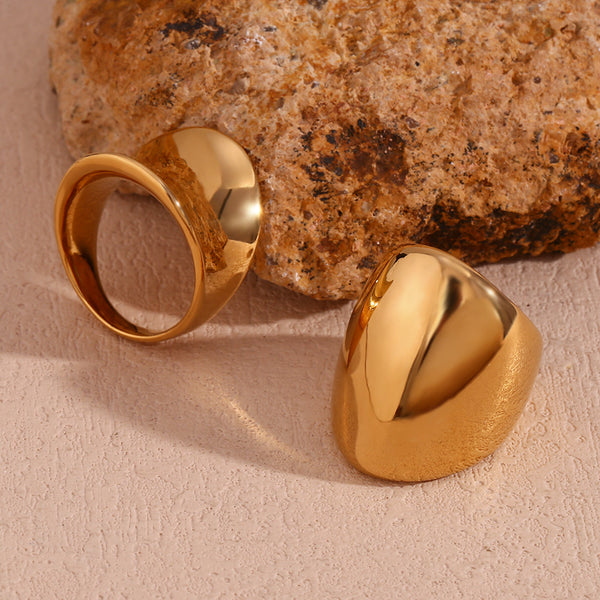 Minimalist Fashion Circle Geometric Stainless Steel 18K Gold Plated Rings