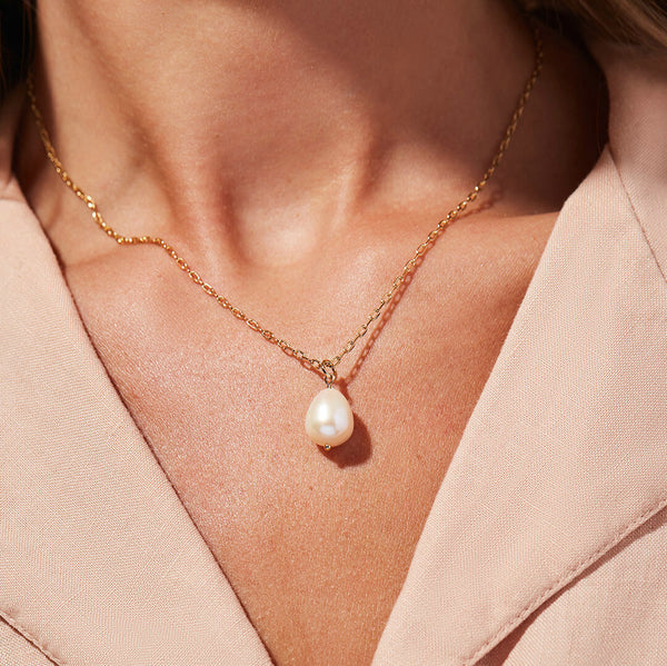 Minimalist Pearl Geometric Stainless Steel 18K Gold Plated Necklaces