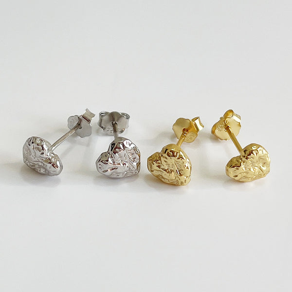 Korean Heart Heart Silver Electroplating Stud Earrings