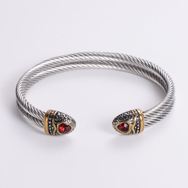 Punk Snake Titanium Steel Diamond Inlay Bangles