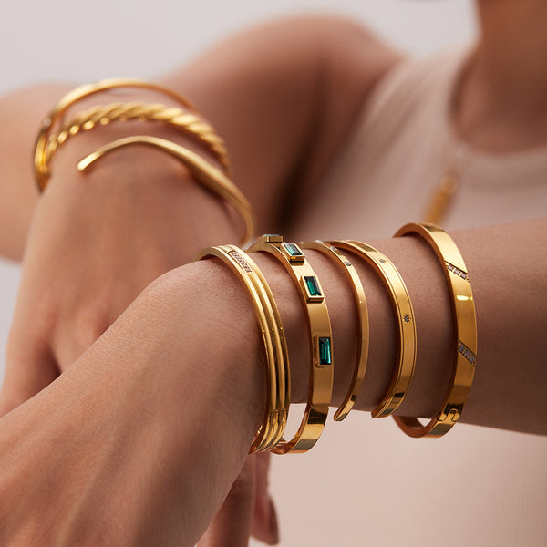 Women IG Style Geometric Stainless Steel 18K Gold Plated Bracelets