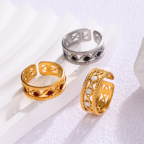 Moderate Luxury Open Ring Circle Geometric Stainless Steel Electroplating Rings