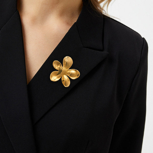 Flower Geometric Stainless Steel Electroplating Brooches