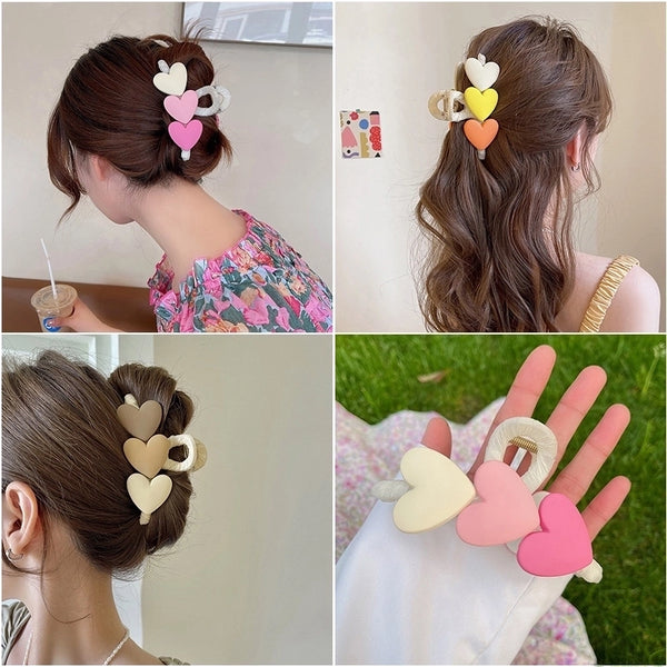 Online Celebrity Korean Style Gradient Love Back Head Temperament Female Hairpin Summer Simple Sweet  Shark Clip Grip