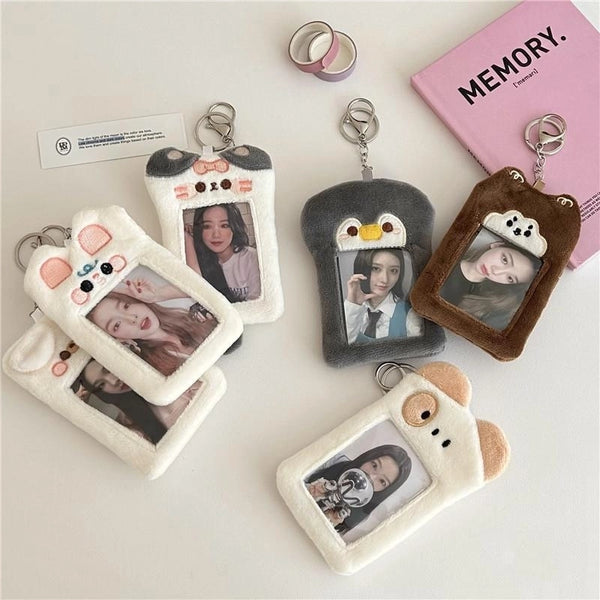 Original Cute Puppy Cat Plush Card Set Korean  Style Campus Meal Card Love Bean Card Photo Display Pendant