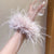 Oversized Feather Large Intestine Hair Band Female Hair Tie Furry Hair Rope Plush Autumn And Winter High Sense Headdress Ponytail Hair Rope