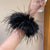 Oversized Feather Large Intestine Hair Band Female Hair Tie Furry Hair Rope Plush Autumn And Winter High Sense Headdress Ponytail Hair Rope