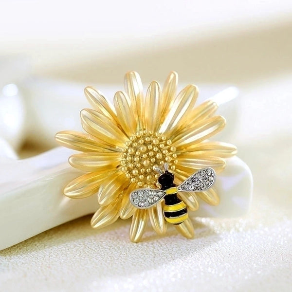 Pastoral Pin Flower Alloy Inlay Rhinestones Women'S Brooches