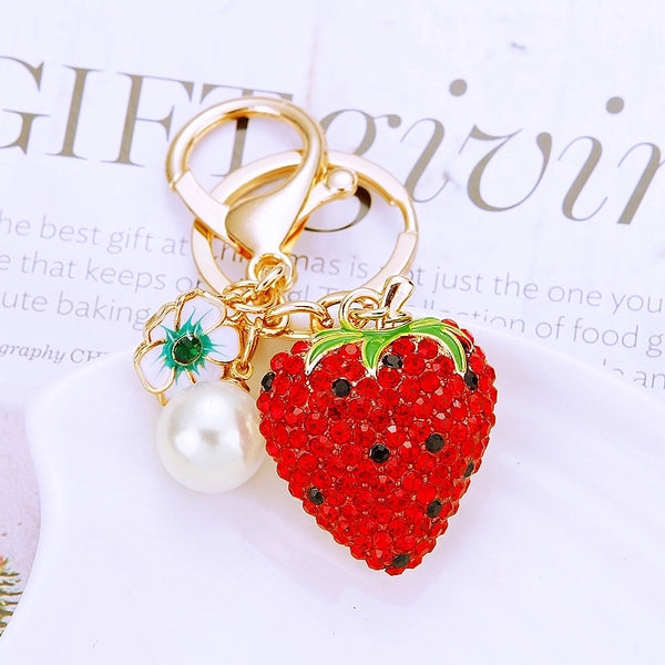 Pastoral Strawberry Pineapple Metal Unisex Keychain