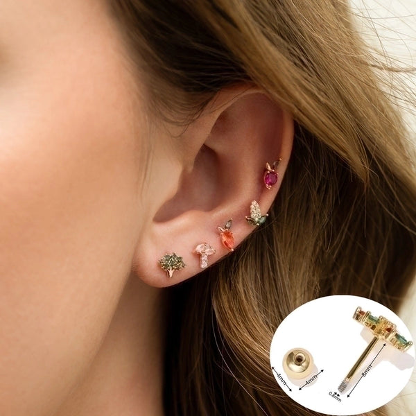 Pastoral Style Vegetable Series Ear Bone Screw Piercing Studs