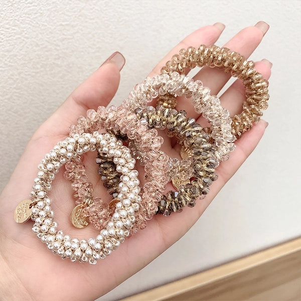 Pearl Hair Rope Hair Band Simple  Head Rope Women's Elegant Ponytail High Crystal Hair Ring Korean Style Hair Accessories