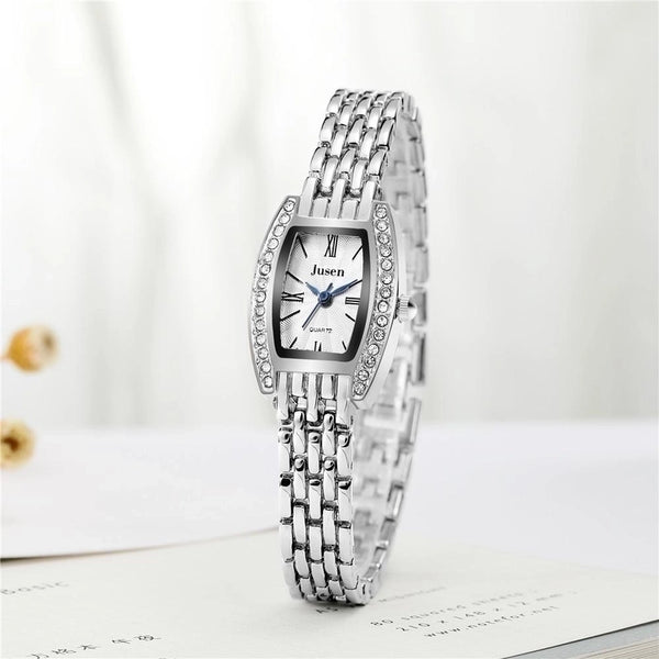 Personalized Versatile Diamond-studded Wine Barrel-shaped Steel Strap Bracelet Watch For Women