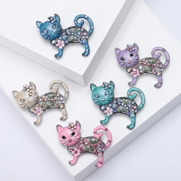 Pin Animal Alloy Enamel Plating Inlay Artificial Diamond Women's Brooches