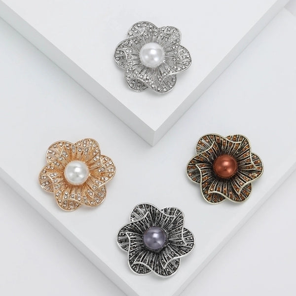 Pin Flower Alloy Inlay Artificial Rhinestones Artificial Pearls Women's Brooches