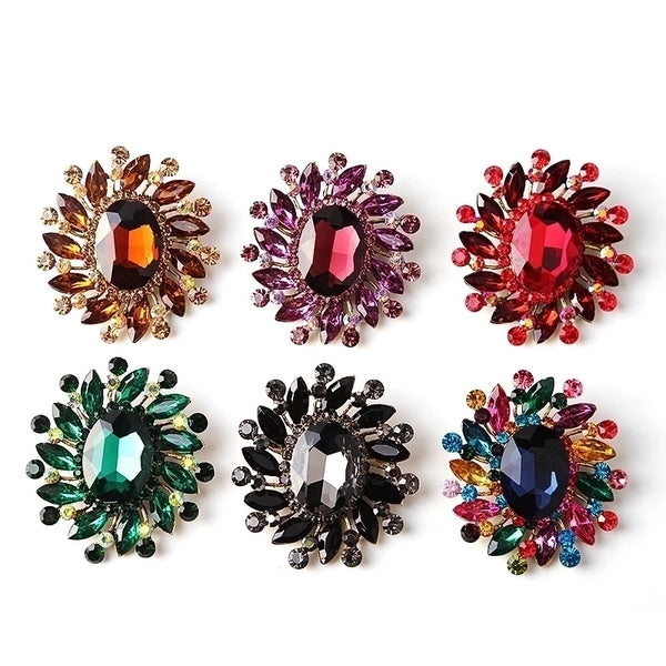 Pin Flower Alloy Inlay Glass Women's Brooches