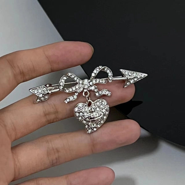 Pin Heart Shape Alloy Inlay Artificial Diamond Women's Brooches