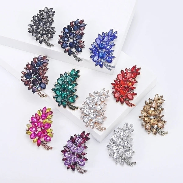 Pin Leaf Alloy Inlay Glass Women's Brooches