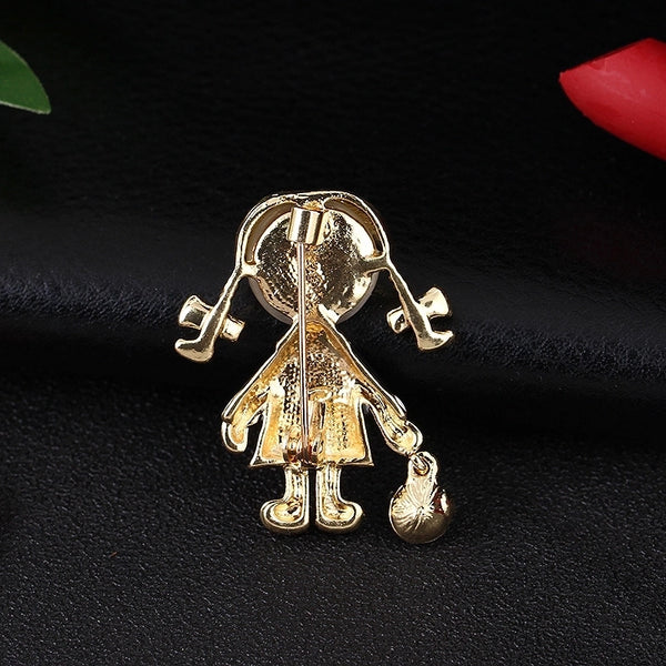 Princess Cute Sweet Pin Doll Alloy Enamel Plating Inlay Rhinestones Women's Brooches