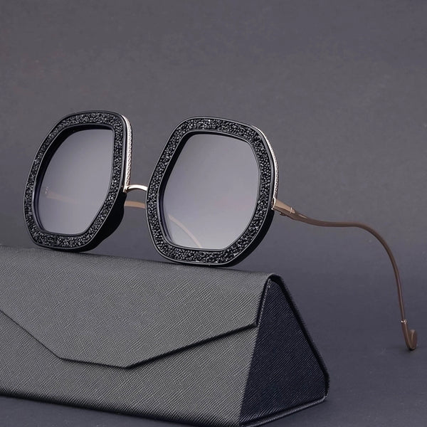 Punk Color Block Pc Polygon Diamond Full Frame Women's Sunglasses