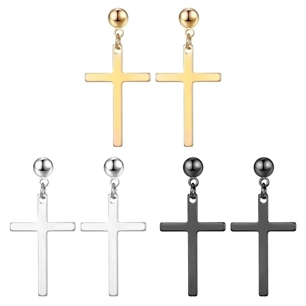 Punk Cross Stainless Steel Plating Drop Earrings 1 Piece