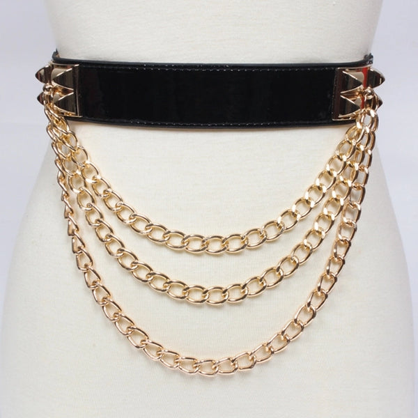 Punk  Golden Chain Wide Belt