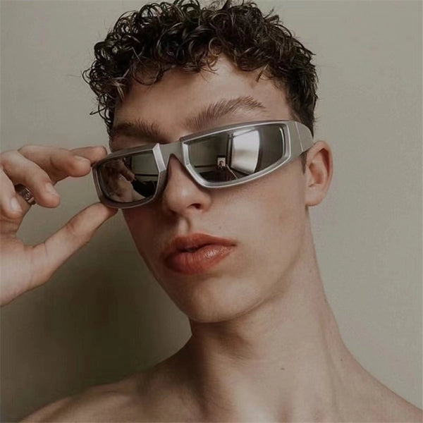 Punk Streetwear Solid Color Ac Square Full Frame Men's Sunglasses