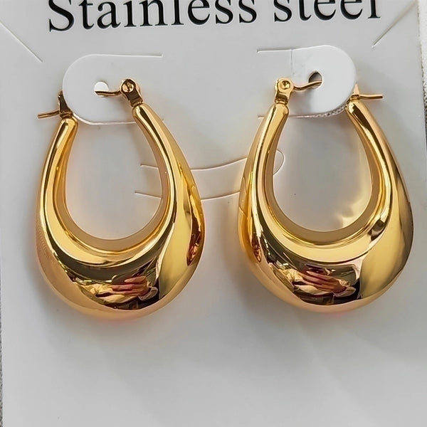 Punk U Shape Plating 304 Stainless Steel 18K Gold Plating In Furnace Stainless Steel Earrings