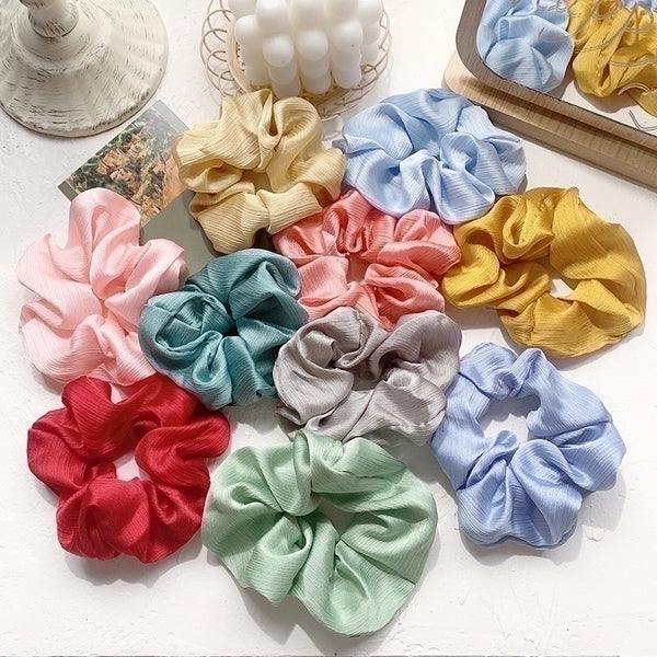 Pure Color Cute Girl Hair Scrunchies Chiffon Fabric Hair Scrunchies   Wholesale