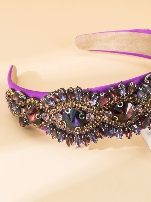 Purple Inlaid Glass Geometric Wide-brimmed Headband Wholesale